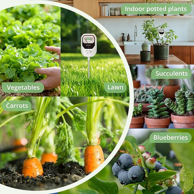4-in-1 Soil Moisture Meter Soil Moisture/Fertility/PH Meter/Sunlight Intensity Soil Test Meter for Gardening, Farming and Outdoor Plants