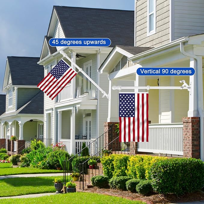 Flag Pole for Outside House, Heavy Duty Metal Flagpole for Residential, Outdoor or Porch, Stainless Steel Flag Poles, Upgraded Tangle Free Design, 1 Inch (6 FT, White)