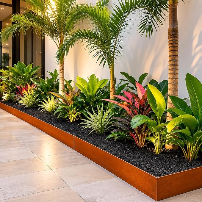 10-Pack Corten Steel Landscape Lawn Edging 6.5 inch Height, Rust Patina Finish Bendable Metal Strips, Hammer-in Edge Border - Yard Pathway Divider, 40 inch Each(33Ft Total), #LYLB65RT-US