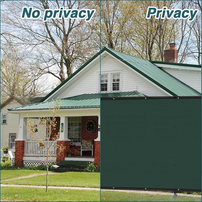 ECOOPTS 6'Hx60'L Privacy Fence Set with Poles and Rails Ground Spikes Fence Kit for Patio Garden Pool Yard (Green)