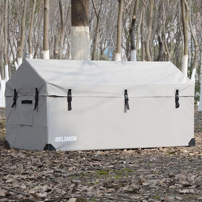 174 US Gallon Outdoor Storage Box Waterproof Soft Shell Tarpaulin Deck Box for Patio Furniture Outdoor Cushions, Throw Pillows, Garden Tools