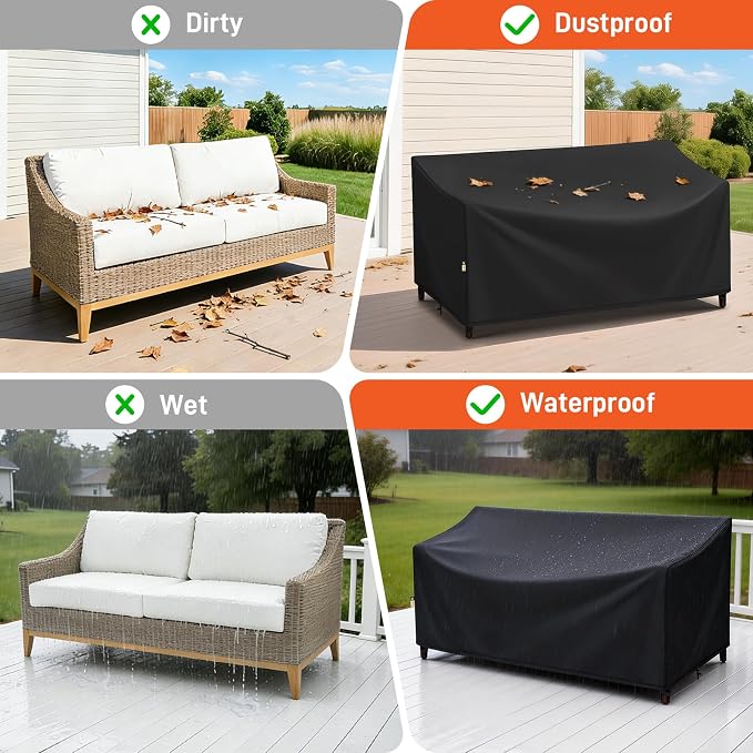 Arcedo Patio Chair Cover and Outdoor Loveseat Cover Set, 3 PCS – Waterproof UV Resistant Dustproof for Outdoor Furniture
