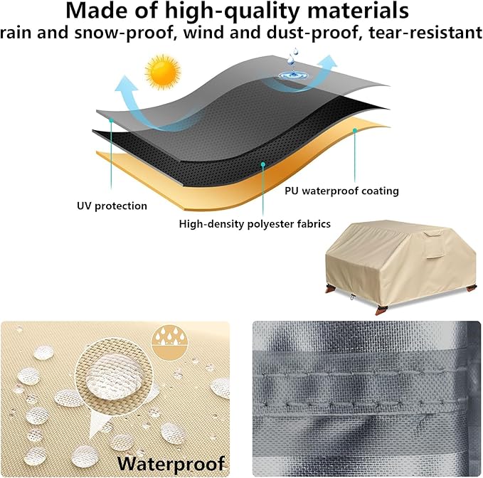 Kids Picnic Table Cover Waterproof for Sand & Water Activity Table, Weatherproof and UV-Resistant Material for All-Season Protection, Toddler Patio Wooden Table Cover (Khaki)