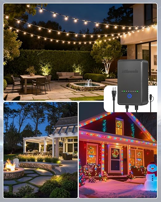 100W Low Voltage Landscape Transformer, Weatherproof Outdoor Low Voltage Transformer, 120V AC to 12V DC, Landscape Lighting Transformer with Timer and Photocell Sensor, ETL Listed A02LT06