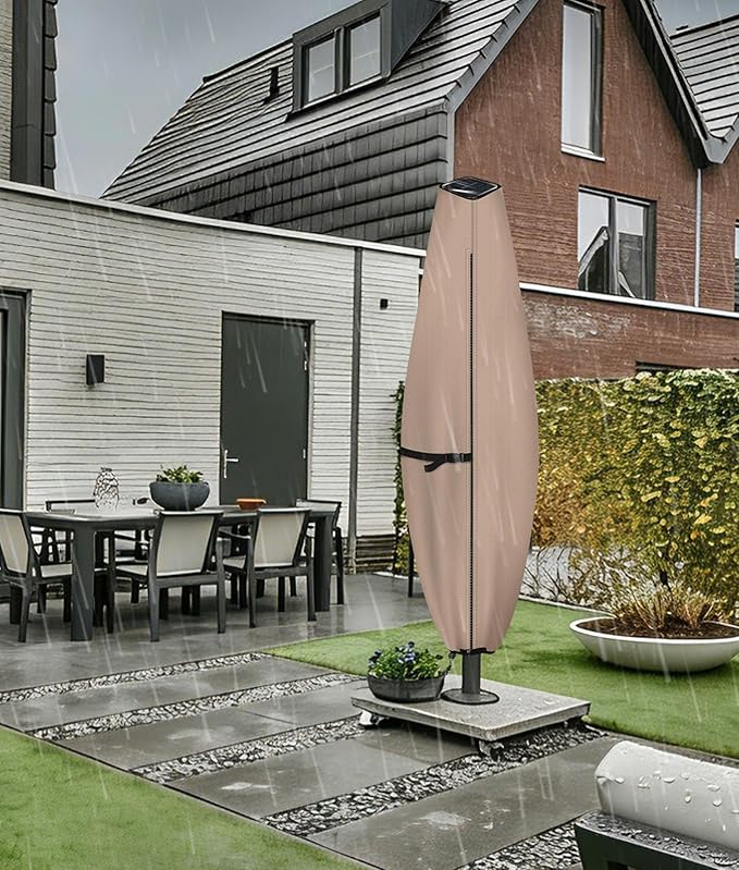 ULTCOVER Patio Parasol 600D Waterproof Clear Top Outdoor Umbrella Cover - Fits Solar Umbrella 8-11 Feet