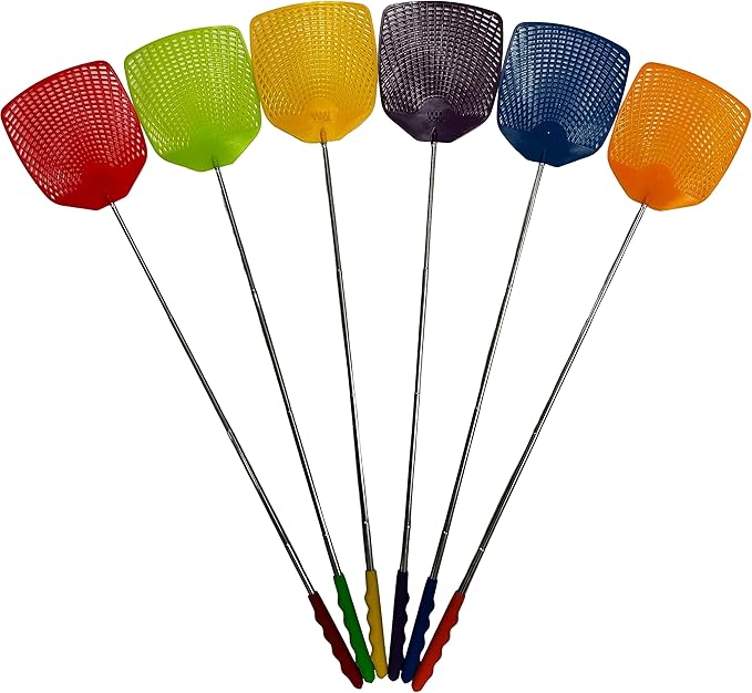 Bug & Fly Swatter – Retractable Extra Long Extendable Handle 6 Pack Fly Swatters – Indoor/Outdoor – Pest Control flyswatter