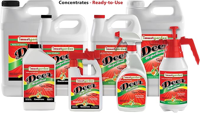 I Must Garden Deer Repellent: Easy Pump Spray Bottle - Spice Scent Deer Spray for Gardens & Plants – 45oz Ready to Use