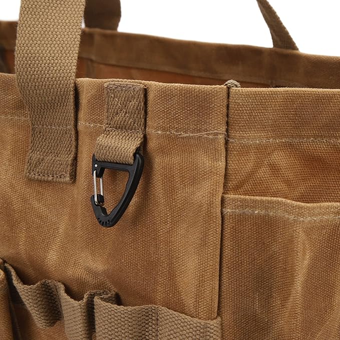Diydeg Garden Tool Bag, Tool Bag Large Garden Tool Organizer Gardening Tote Bag Organizer Tool Storage Bag with Comfortable Carry Handle for Camping (Khaki)