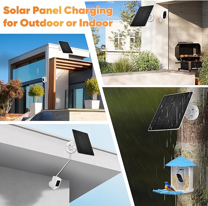Solar Panel Compatible Camera Type C USB Port, with 9.8ft Cable, for Spotlight Cam Plus/Pro (Battery) Stick Up Cam/Pro Spotlight Cam Battery, IP66 Waterproof -2Pack
