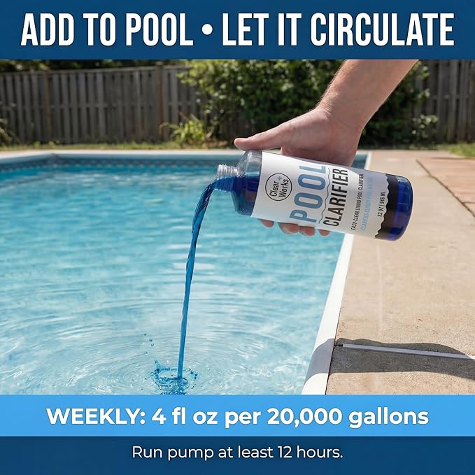 Pool Clarifier, Water Clarifier for Pool, Pool Water Clarifier for Above Ground & Inground Pools, 1 Quart (32 fl oz), Clears Cloudy Pool Water, Chlorine & Saltwater Compatible