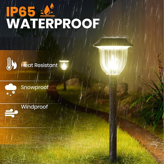 AOSEA Bright Solar Pathway Lights Outdoor, 6 Pack LED Solar Path Lights for Outside IP65 Waterproof, Landscape Lighting,Garden Decorative for Yard,Patio,Walkway,Sidewalk,Driveway,Lawn