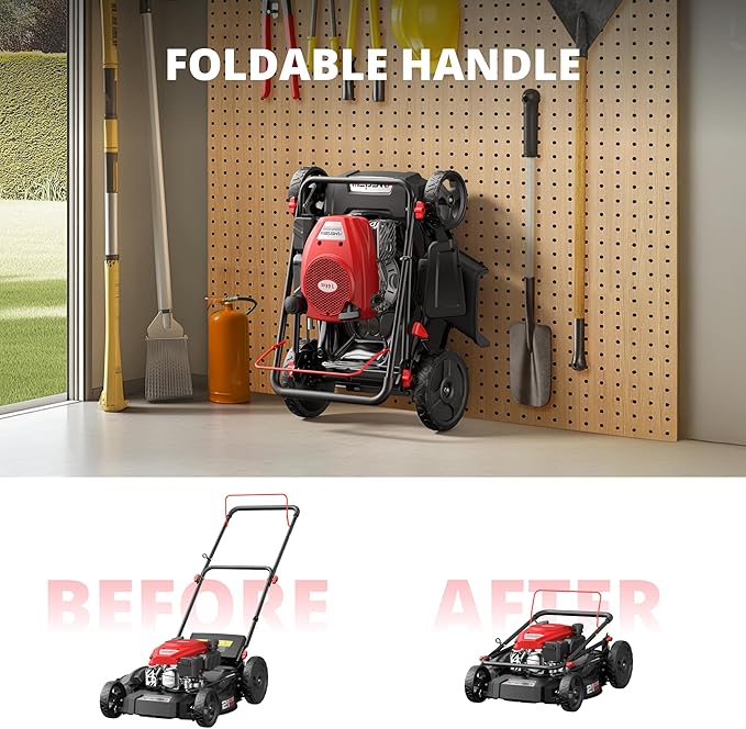 AMERISUN 21" 2-in-1 Gas Push Lawn Mower, 144cc 4-Cycle OHV Engine, Mulching & Side Discharge, 6-Position Height Adjustment, Lightweight Walk-Behind Mower for Small to Medium Yards