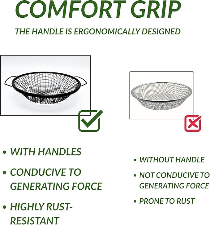 4Pcs Soil Sifter for Gardening, 3,6,8,10mm Grid Rock Sifter for 5 Gallon Bucket, Dirt Sifter, Compost Sifter for Capturing Dirt, Sand, Rocks, and Filtering Compost (Black)