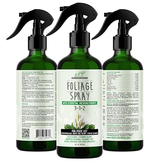 GARDENWISE Peace Lily Foliar Spray - 3-1-2 Plant Fertilizer - Premium Spray for Indoor Plants with Essential Nutrients - Peace Lily Plant Food & Fertilizer - Ready-to-Use (16 OZ)