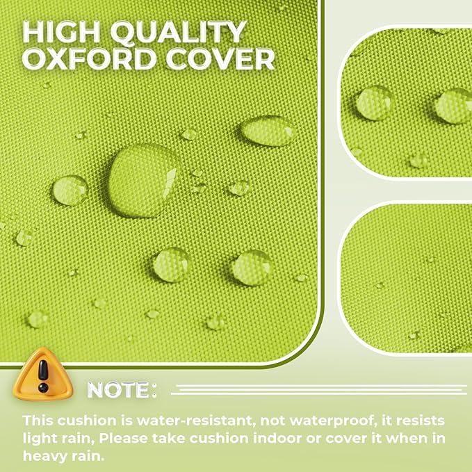 Waterproof Chaise Lounge Chair Cushions Outdoor 74.4 x 22 x 4.7 Inches Thickened Memory Foam Pool Chaise Lounge Chair Cushions Replacement for Outdoor Patio Furniture with Ties, Light Green
