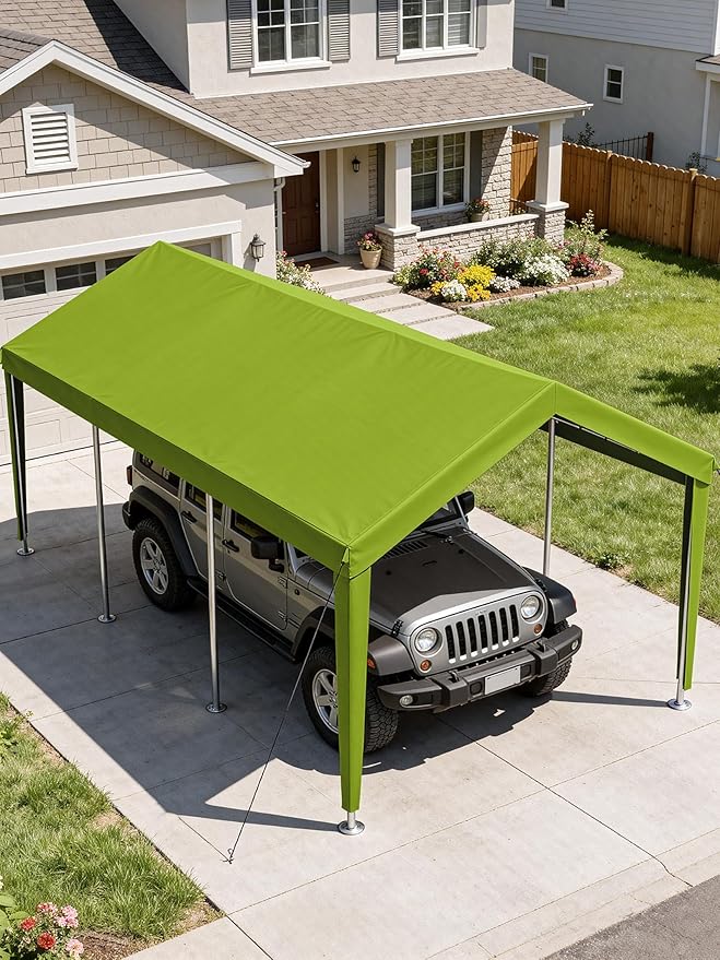 12 x 20 Ft Carport Replacement Cover, Heavy Duty Outdoor Car Tarp Canopy, Waterproof & UV Protected Tear Oxford Tarp with Ball Bungees (Frame is Not Included)
