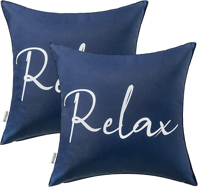 MIULEE Outdoor Waterproof Throw Pillow Covers Set of 2 Relax Decorative Outdoor Square Pillowcases for Chair Patio Garden Couch Tent Balcony Sofa Blue 20x20 Inch