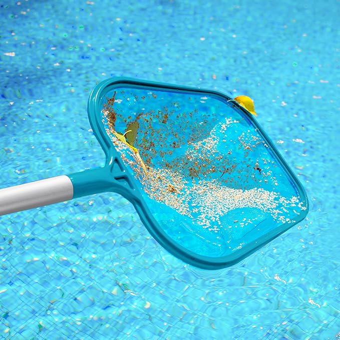 Pool Skimmer - Pool Skimmer Net with 5 Section Detachable Aluminum Telescopic Poles, 25''- 64'', Pool Net Skimmer Rake with Ultra Fine Mesh , Pool Leaf Skimmer for Swimming Pools, Spas, Hot Tubs