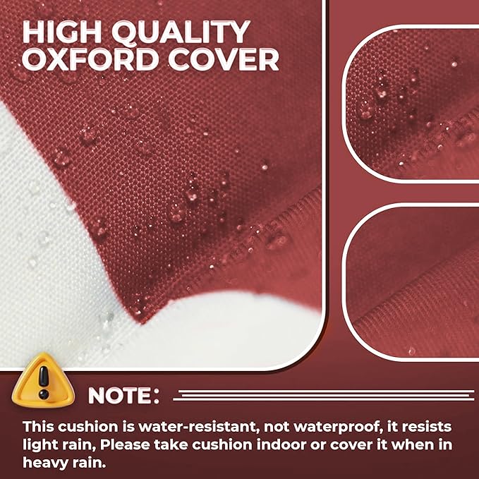 Outdoor Chaise Lounge Chair Cushion Set of 4, Waterproof 74.4 x 22 x 4.7 Inches Memory Foam Thickened Lounge Chair Cushions Replacement for Outdoor Furniture with Ties, Stripe Red&White