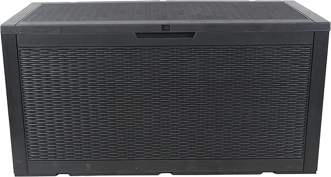 Sunnydaze Outdoor Deck Box - Lockable Package Delivery Box - Weather-Resistant Outdoor Storage Bin - 100-Gallon Faux Resin - Phantom Gray