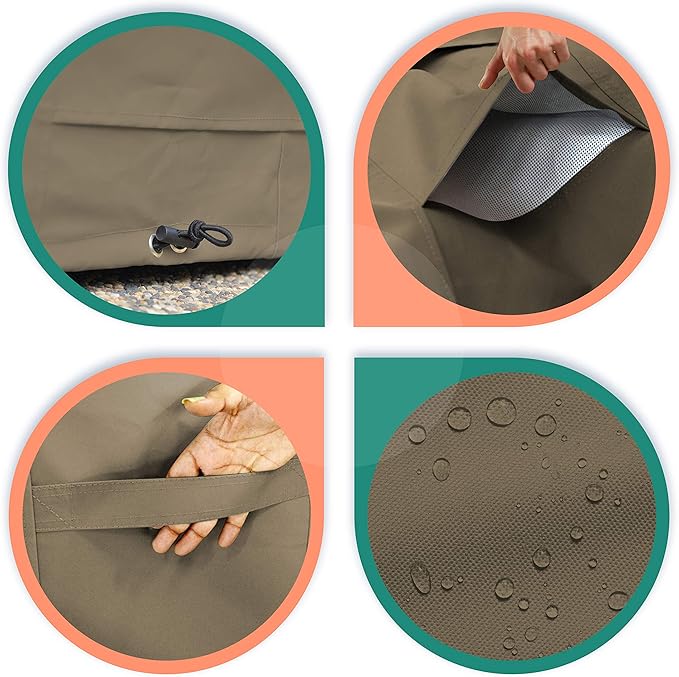 Covers & All Round Table Top Cover, 12 Oz Waterproof UV & Weather Resistant Patio Table Cover, Outdoor Table Cover for Patio Outdoor Furniture & Coffee Table (60" Dia x 4" H Inches, Beige)