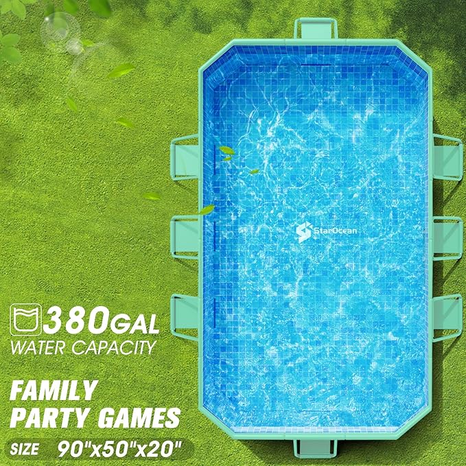 Foldable Pool, Large Non-Inflatable Swimming Pool for Adult Collapsible Pools Hard Plastic Shell, Oversized Thickened,Portable Folding Pools for Backyard 90"x50"x20"-Green
