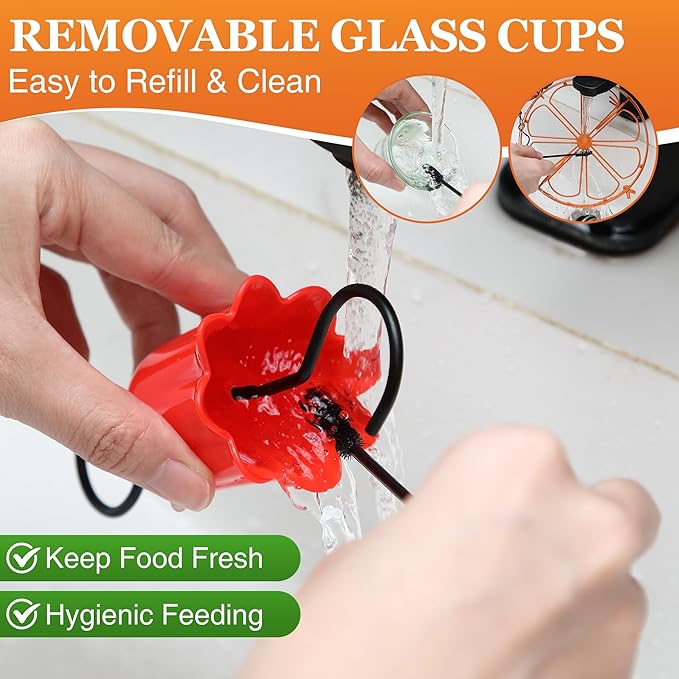 Oriole Feeder with Jelly Cups and Orange Holders, Oriole Bird Feeder for Outdoors Hanging, Foldable Orange-Shaped Jelly Feeders with Glass Bowls for Grape Fruit (1 Pack)
