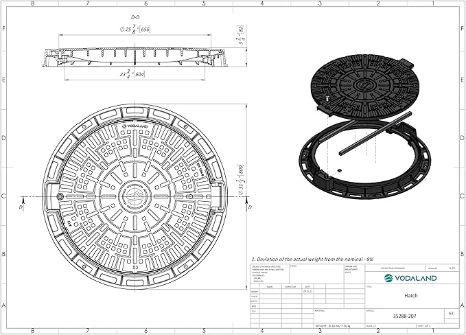 Vodaland Plastic Manhole Cover with Bolted Down Removable Lid Reinforced Steel for Durability