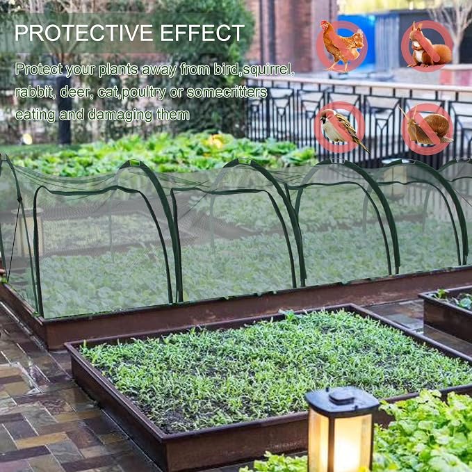 Flexible Net Grow Tunnel - Garden Greenhouse Mesh Cover Growhouse Plant Netting Covers for Protecting Fruit Vegetables Plants Cultivation (5M)