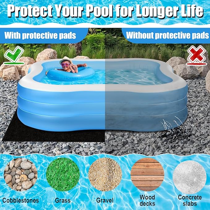 VICAMB 18 x 9ft Rectangular Pool Liner Pad for Above Ground Swimming Pools,250g/㎡ Heavy Duty Pool Ground Mat Under Pool Pad,Pools Bottom Liner Protector to Prevent Puncture and Extend Liner Life