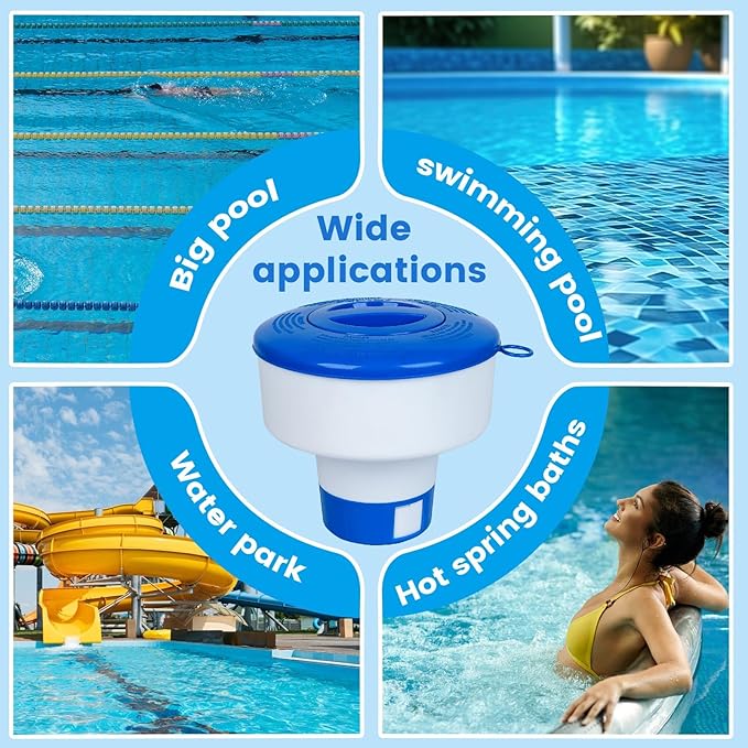 Pool Chlorine Floater for Pools Fits 3" Tablets,7" Diameter Chlorine Tablet Floater with Adjustable Flow Vents Balanced Chemical Dispenser for hot tub/Spa(Collapsible)