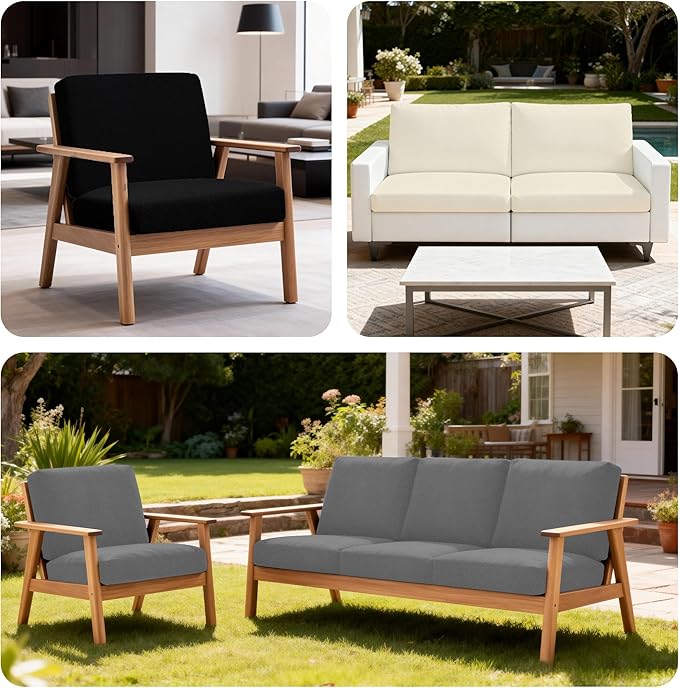 BIETYONE 4Pcs Patio Stretch Cushion Covers,Outdoor Sofa Replacement Cover Slipcovers for Patio Furniture Cushion Covers, Washable Reusable Furniture Protector