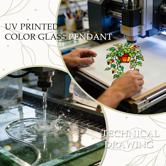 Plant Suncatcher Glass, Stained Glass Suncatcher Plant Window Hanging, Unique Nature Lover Gifts Leaf Ideas