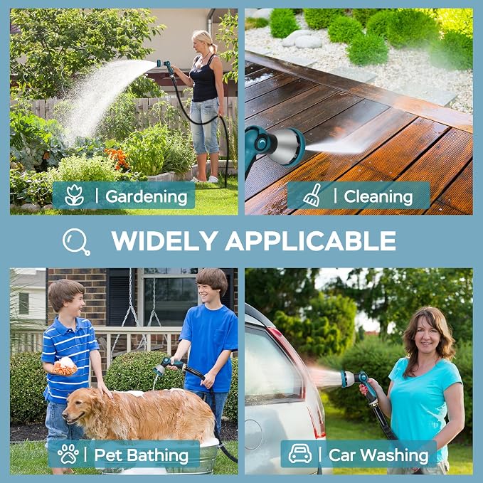 Garden Hose 25FT, Non-Expanding Hose Sturdy & Lightweight Water Hose, No-Kink, Tough & Flexible Hose, Crush-Proof for Yard, Lawn, Outdoor, Car Wash, Marine and Camper