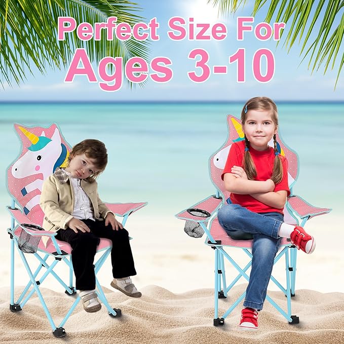 KABOER Kids Outdoor Folding Lawn and Camping Chair with Cup Holder and Carrying Bag, Children's Camping Chairs
