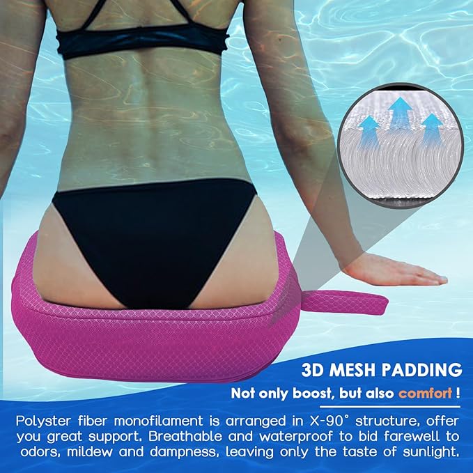 AEROiVi Hot Tub Booster Seat for Adults, 5 Inch Thick Supportive Cushion with Non-Slip Bottom, Weighted for Quick Sink without Float, Spa Booster Seat for Hot Tub (Including Inflatable), Pool, Bathtub