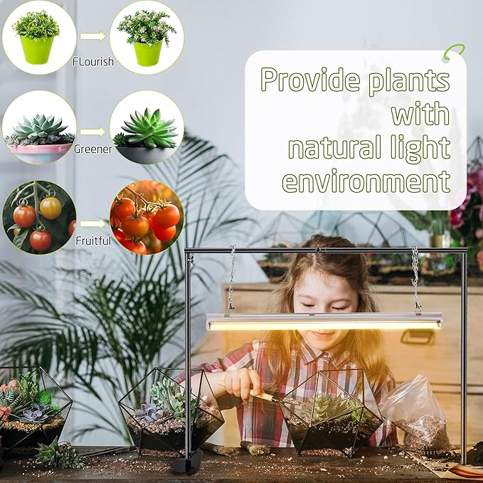1 Pack Seedling Grow Light with Stand for Indoor Plants, 18W Full Spectrum LED Grow Lamp with Metal Stand, Height Adjustable Seedling Grow Light for Seed Starting, Germination, Hydroponic