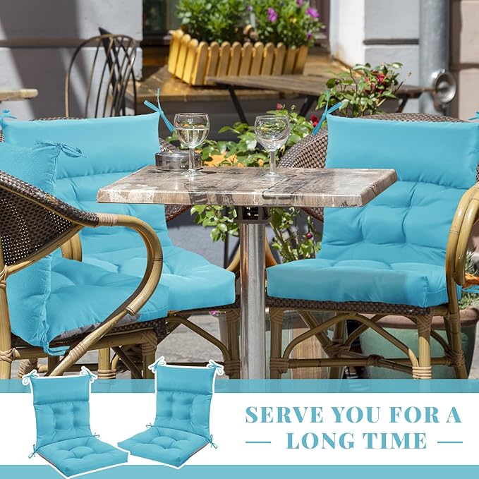 Sintuff 4 Pcs 44 x 21 x 4 Patio Chair Cushions Outdoor Chair Cushion Seat/Back Tufted Pillow with Ties Water Resistant Replacement Indoor Patio Furniture Outdoor Furniture (Solid Color,Royal Blue)