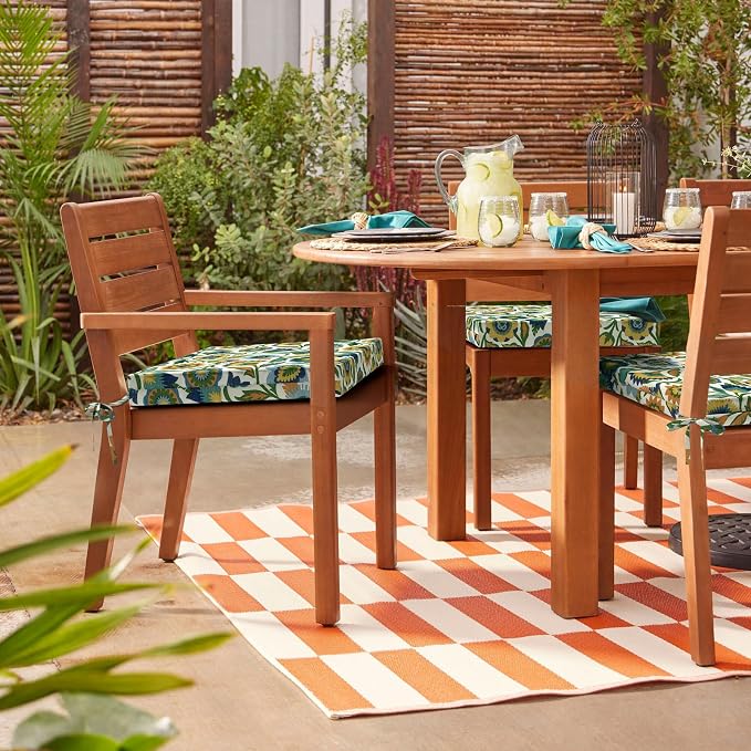 DYTXIII Set of 4 Outdoor Chair Cushions, Water Resistant 18.5"x16"x2" Square Seat Cushion for Patio Dining Chairs, High-Density Replacement Pads for Indoor Outdoor Furniture - Fiesta Floral