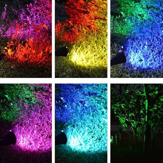 Solar Spot Lights Outdoor Waterproof Solar Powered Spotlight Landscape Lighting Color Changing Auto On/Off for Yard Garden Tree 4 Pack