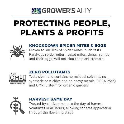Grower's Ally Spider Mite Control Concentrate - Natural Insecticide & Spider Mites Killer for Plants Indoor & Outdoor - OMRI Listed Garden Pest Control - Bee, Pet & Kid Safe - 1 Gal, Makes 400