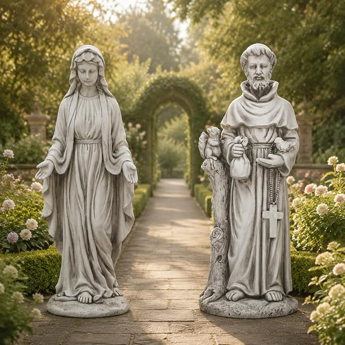Virgin Mary Statue Outdoor, Large 30 Inch Religious Garden Statue, Blessed Mother Mary Statues Catholic, Durable Weather MGO Stone Sculptures Decor, Lawn Art for Home,Yard,Patio,Forch