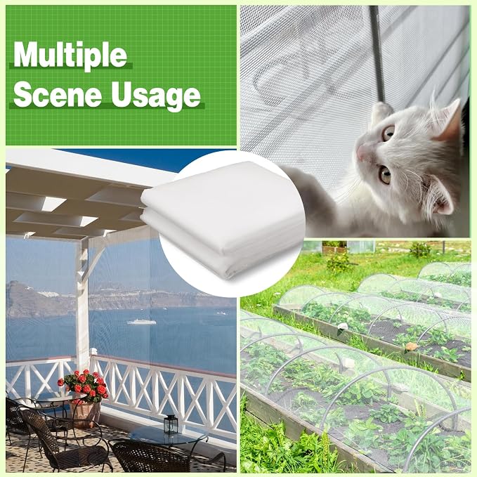 ANPHSIN Strong PP Nanocomposite Mosquito Net Garden Netting - 10 x 20ft Bird Insect Pest Mesh Barrier Screen for Patio, Balcony, Porch, Outdoor Raised Beds Protection (White)