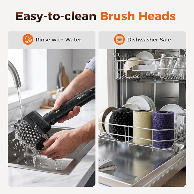 Leebein Electric Grill Brush for Outdoor, 2026 Upgraded BBQ Grill Cleaner with 3 Heads, 3-Speed & Angle Adjust Cordless Rotary Grill Brush, 150Mins Runtime Grill Cleaning Brush for Barbecue Grates