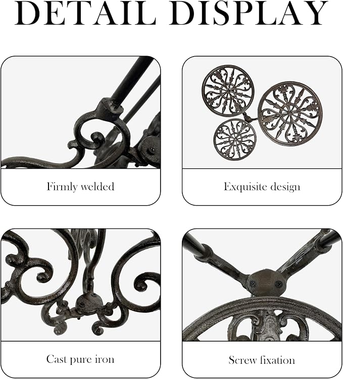Cast Iron Plant Stand, 3-Tier Corner | Heavy-Duty, Vintage Metal with Ornate Design, 24-Inch Foldable Multi-Layer Rack, Indoor & Outdoor Use