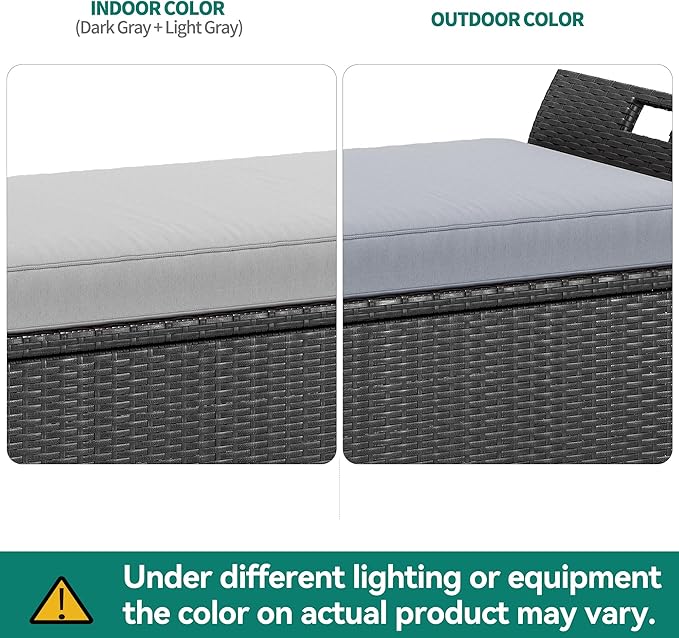YITAHOME 90 Gallon Outdoor Wicker Storage Bench w/Cushion, Large PE Rattan Deck Storage Box w/Handles & Hydraulics for Patio Furniture, Cushions, Garden Tools, Pool & Sports Equipment, Black&Grey