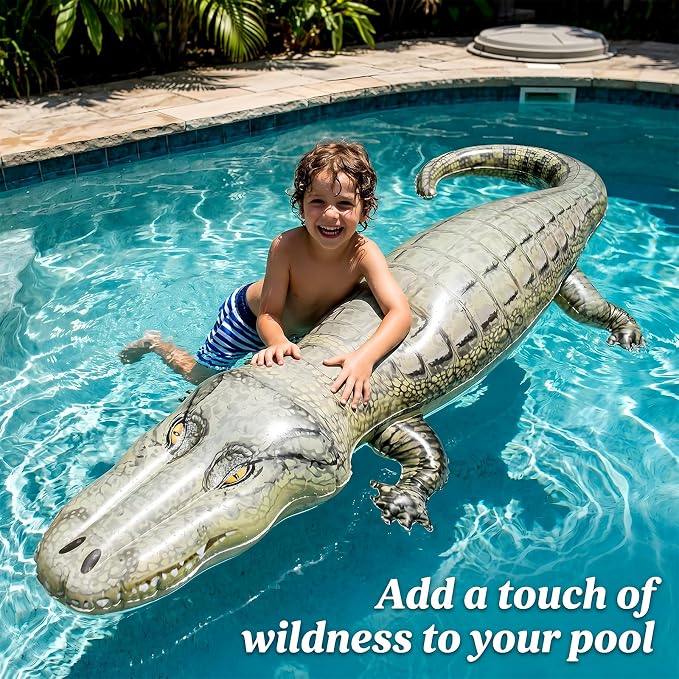 5.67FT Inflatable Alligator Keeping Ducks Away from Pools,Realistic Inflatable American Alligator Effective at Keeping Ducks and Raccoons Away from Pools