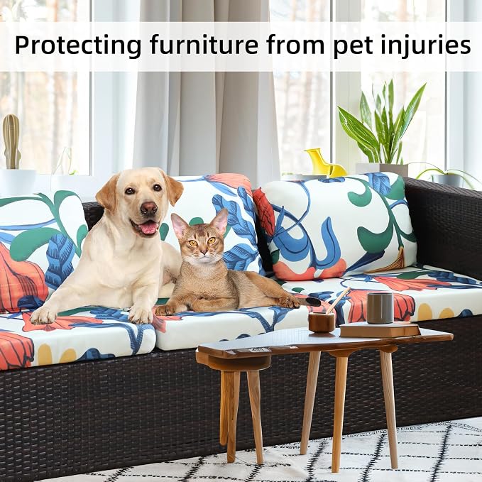 BIETYONE 8Pcs Stretch Patio Cushion Covers, Outdoor Couch Covers Replacement,Outdoor Couch & Sofa Slipcovers,for Patio Furniture Cushion Covers,Washable Reusable Furniture Protector (Print,Cover Only)
