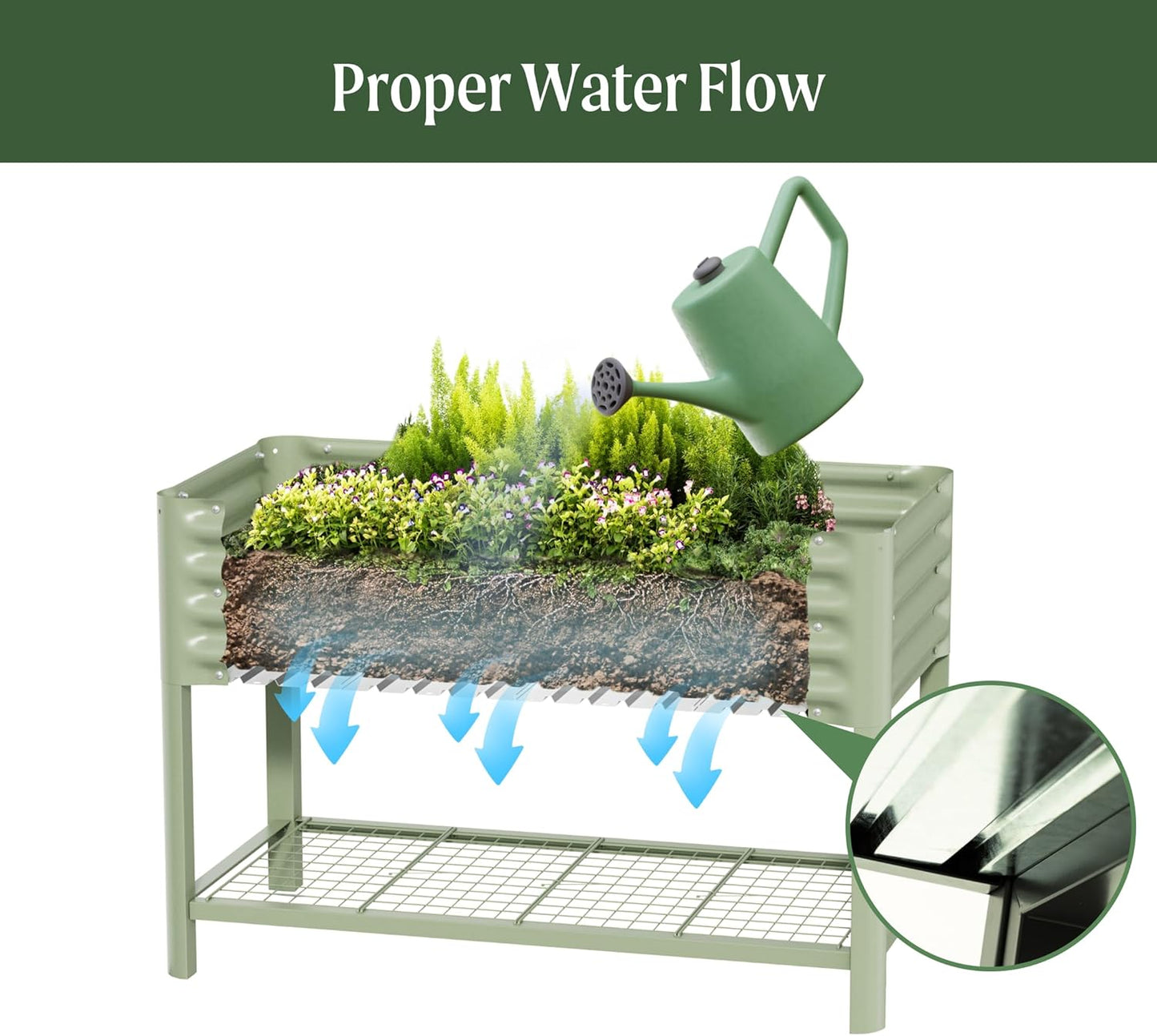 Elevated Raised Garden Bed-V Series, 2' x 8' Garden Beds with Legs & Storage Rack for Patio Porch, 1400 Lbs Weight Capacity, Outdoor Planter Boxes for Gardening Herbs Vegetables Flowers, Modern Gray