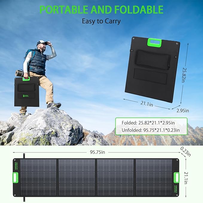 EBL 2400W Portable Power Station with 2x200W Solar Panels (Ship Separately), 1843Wh Home Backup Battery,LiFePO4,Solar Generator,Pure Sine Wave, For Outdoor Camping RV Travel, Off-grid Home Emergency